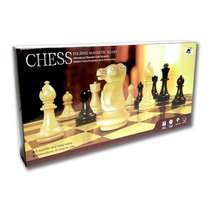 Chess Set - Folding Magnetic Board Black & White 36cm