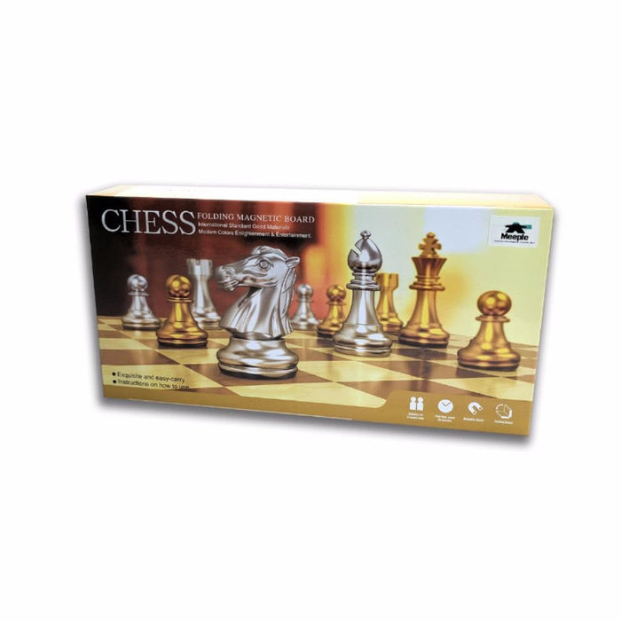 Chess Set - Folding Magnetic Board Gold & Silver 25cm