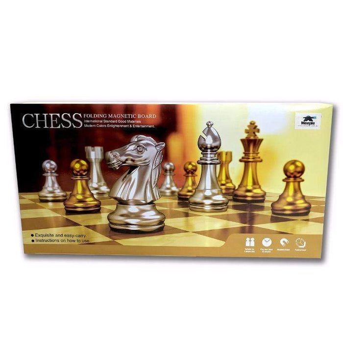 Chess Set - Folding Magnetic Board Gold & Silver 32cm