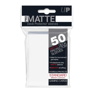 Ultra Pro Trading Card Games Pro-Matte Deck Protectors Pack - White 50ct (66mm x 91mm)