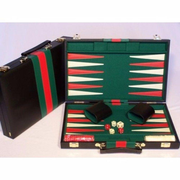 Backgammon - 15" Black with Red & Green