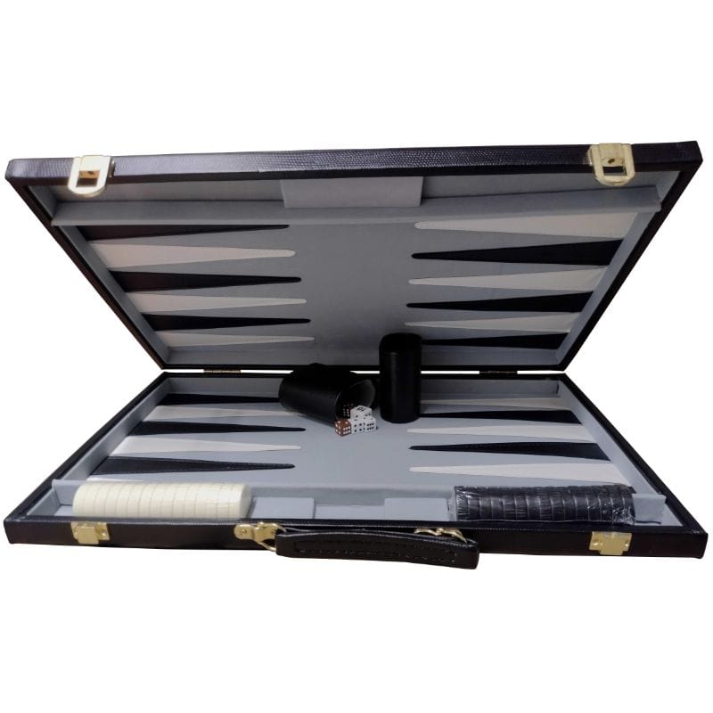 UNK Classic Games Backgammon - 18" Black Alligator Skin
