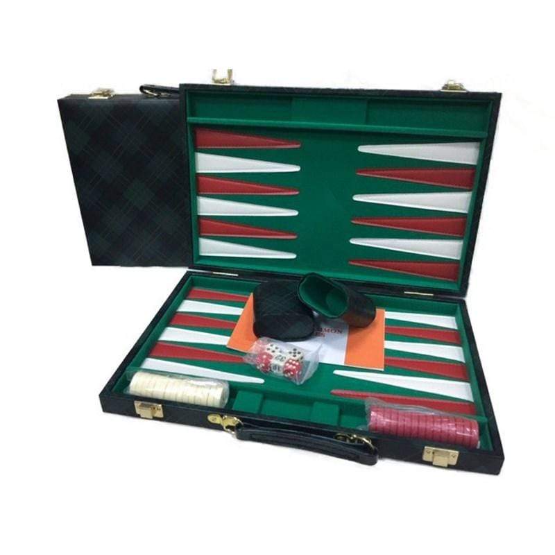 UNK Classic Games Backgammon - 18â Green Checkered Vinyl