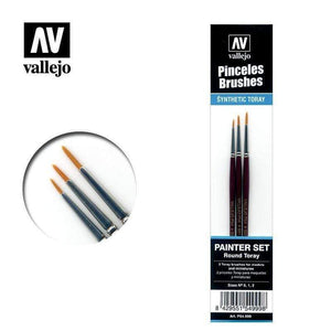 Vallejo Hobby Brushes - Vallejo Synthetic Toray Rounds 3 Pack (#0,1,2)