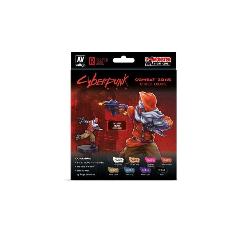 Vallejo Hobby Game Color Series - Combat Zone Acrylic Colors by Cyberpunk Red w/exclusive Nemo mini