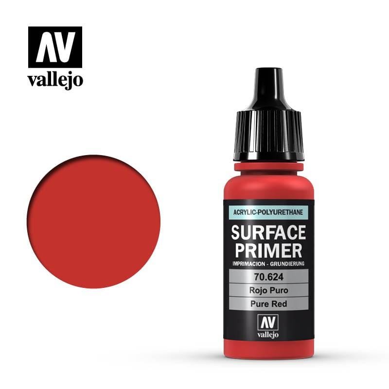 Vallejo Hobby Paint - Vallejo Surface Primer - Pure Red 17ml