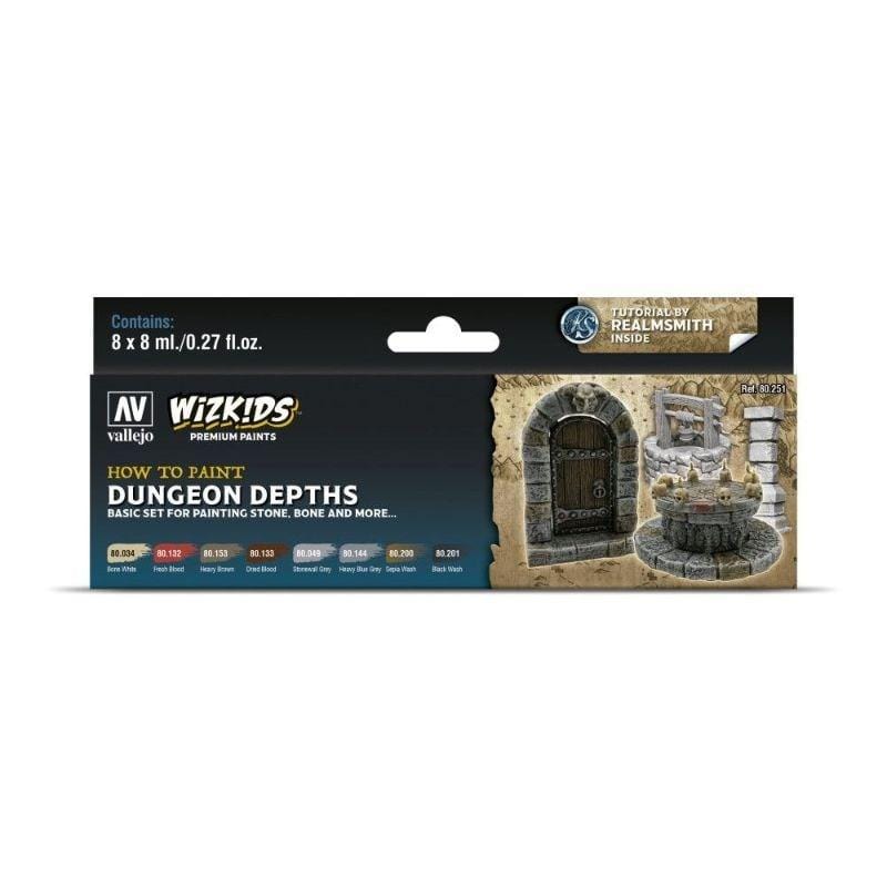Vallejo Hobby Vallejo - Wizkids Premium Series - Dungeon Depths Acrylic Paint Set (8 Colour Set)