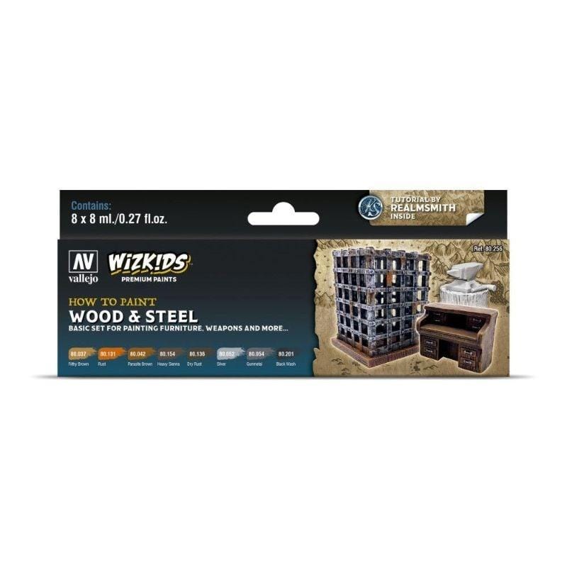Vallejo Hobby Vallejo - Wizkids Premium Series - Wood & Steel Acrylic Paint Set (8 Colour Set)