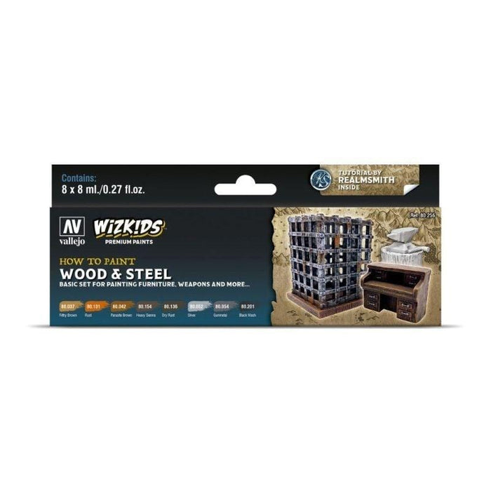 Vallejo - Wizkids Premium Series - Wood & Steel Acrylic Paint Set (8 Colour Set)