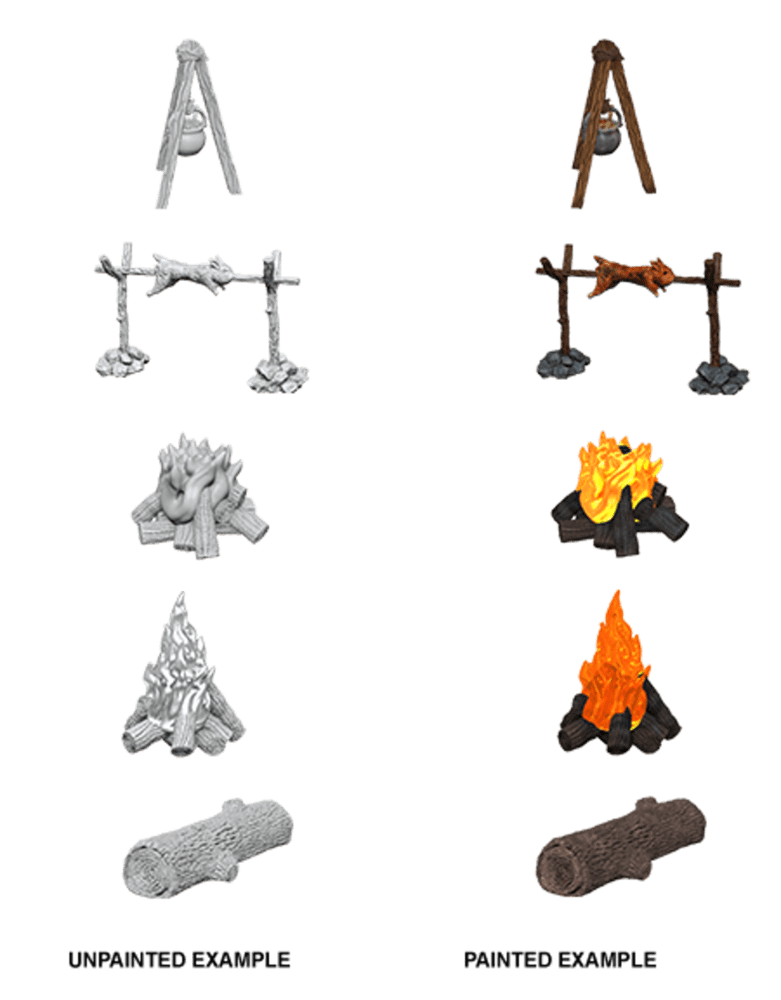 Wizkids Miniatures Wizkids Unpainted Miniatures - Nolzur's - Camp Fire & Sitting Log