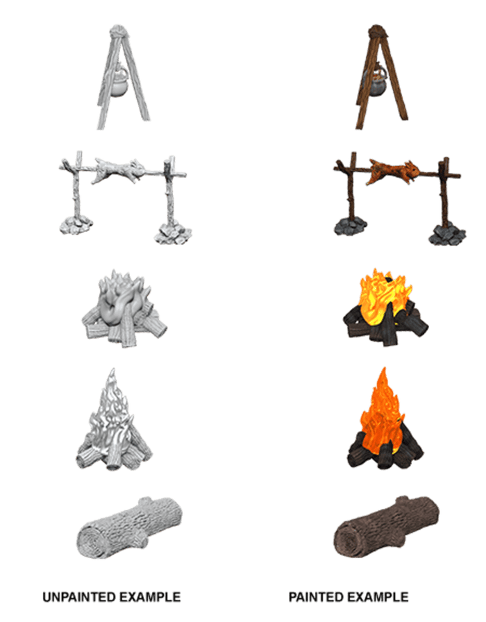Wizkids Unpainted Miniatures - Nolzur's - Camp Fire & Sitting Log