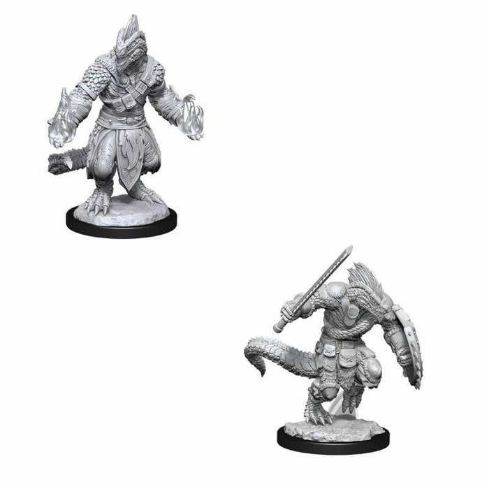 Wizkids Unpainted Miniatures - Nolzur’s - Lizardfolk Barbarian and Lizardfolk Cleric