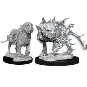 WizKids Miniatures Wizkids Unpainted Miniatures - Nolzur's - Mastiff And Shadow Mastiff